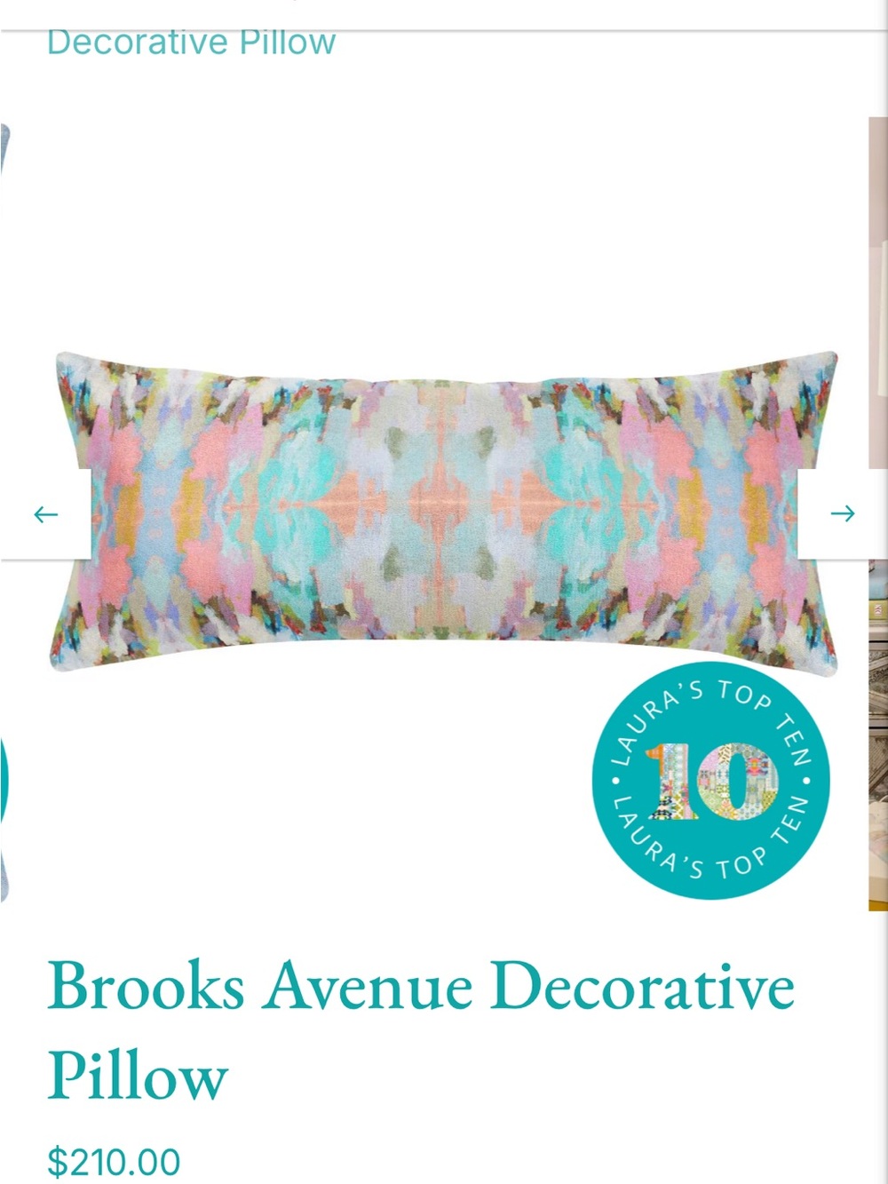 Brooks Avenue Pastel Watercolor Lumbar Accent Pillow